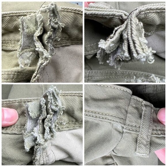 Zara Wide Leg Jeans Green Denim Raw Hem High Rise Approx Size 0 - Picture 10 of 10